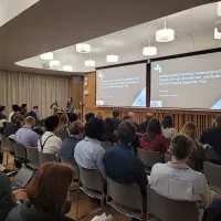 Medicins sans Frontieres representative speaking at our Biomedical AI Cross-Sector Forum in March 2025