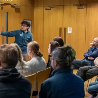 One of our students presenting at their Edinburgh Science Festival 2026 workshop