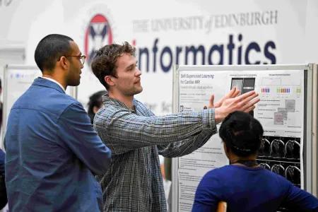 One of our students presenting their poster at our annual AI4BI Forum
