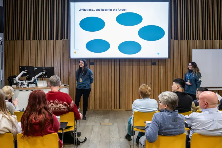 Two of our students presenting at their Edinburgh Science Festival 2026 workshop