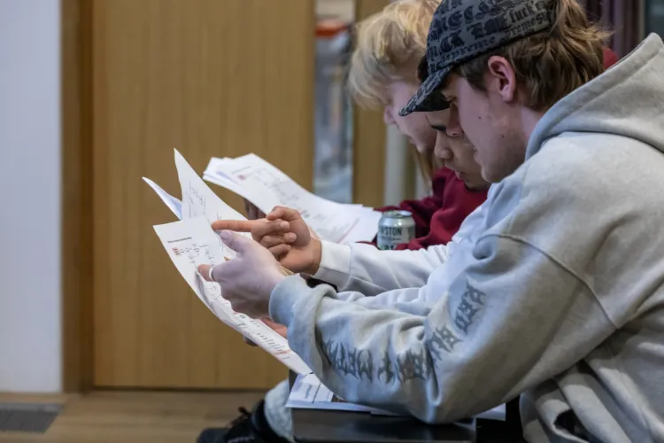 Participants discussing a task at our students' Edinburgh Science Festival 2026 workshop