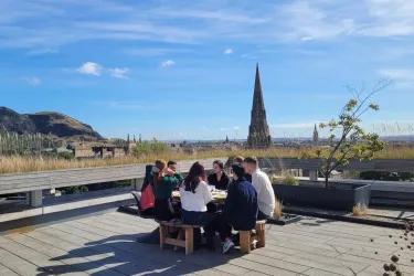 Our students enjoying the Informatics terrace