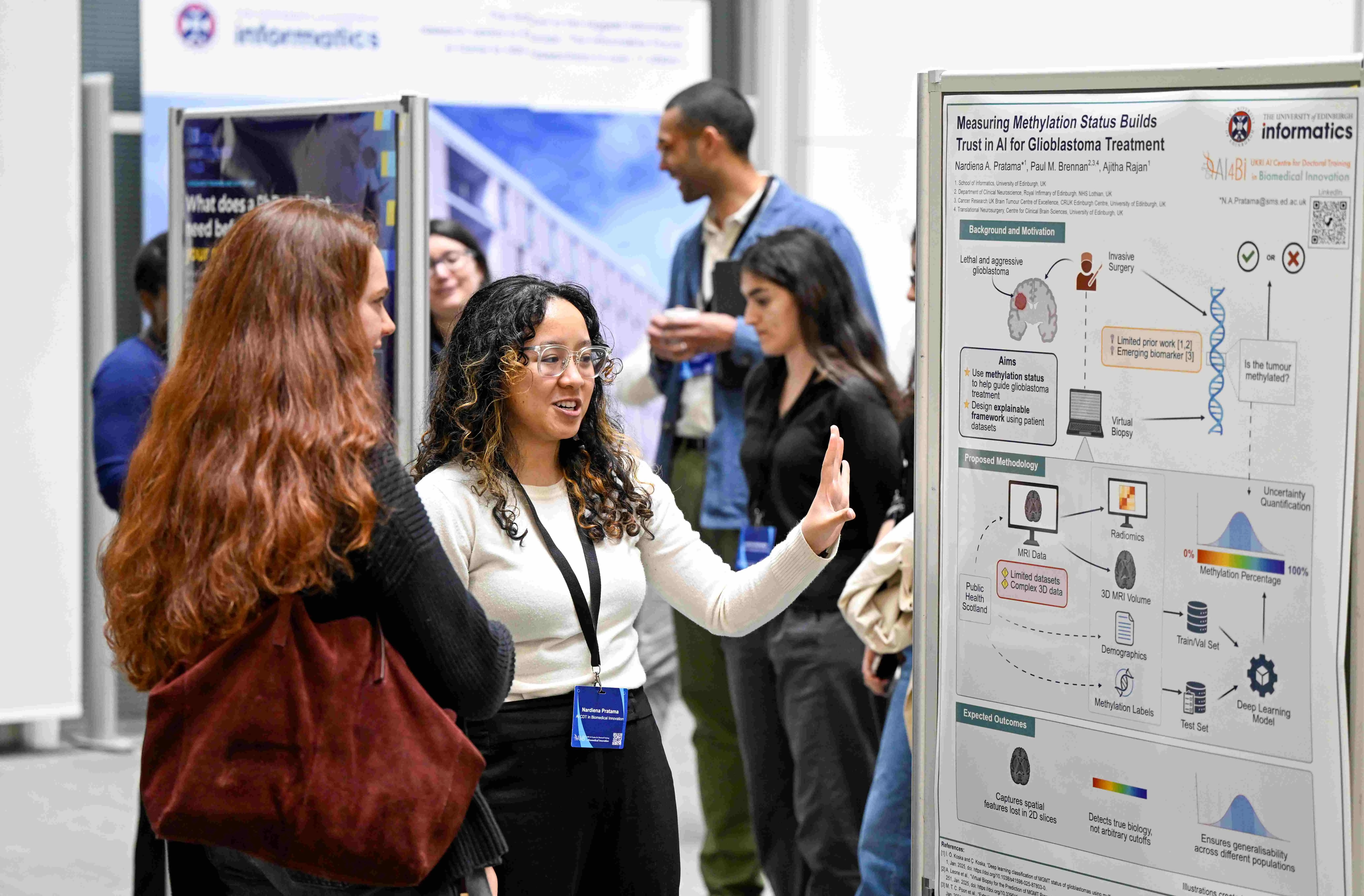 One of our students presenting their poster at our annual AI4BI Forum