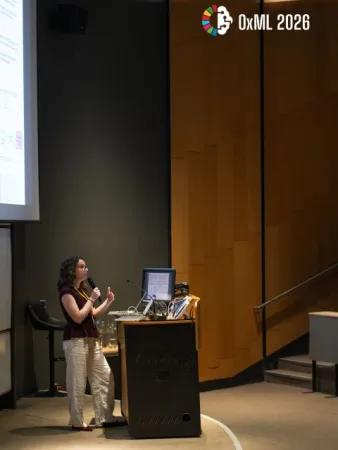 Elisa presenting at OxML2026